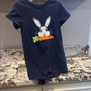 Navy Blue Bunny Baby Onesie